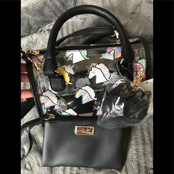 Unicorn transparent bag w/ coin purse & puffer - Picture 1 of 8